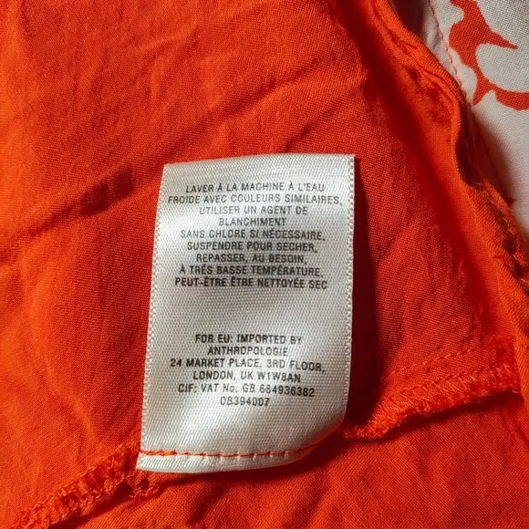 Maeve x Anthropologie Orange White Bird Print Cap Sleeve Dress Rayon Size Small - Picture 13 of 13